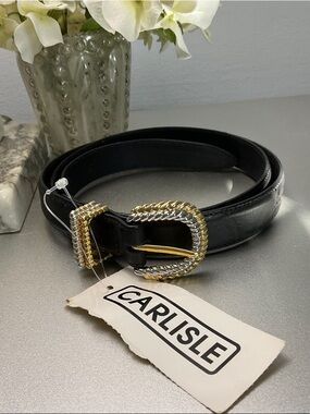 Carlisle Dark Chocolate Brown Leather Belt with Two-Tone Braided Buckle